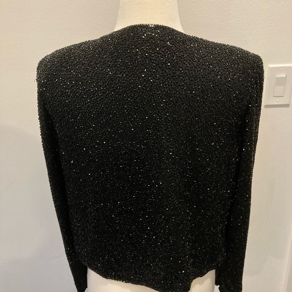 SEAN Collection Beaded Cardigan Size M Black Hook and eye closure at neckline - Picture 2 of 5